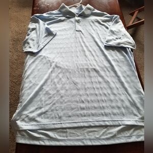 Adidas Light Blue Striped XL Men's Polo Shirt